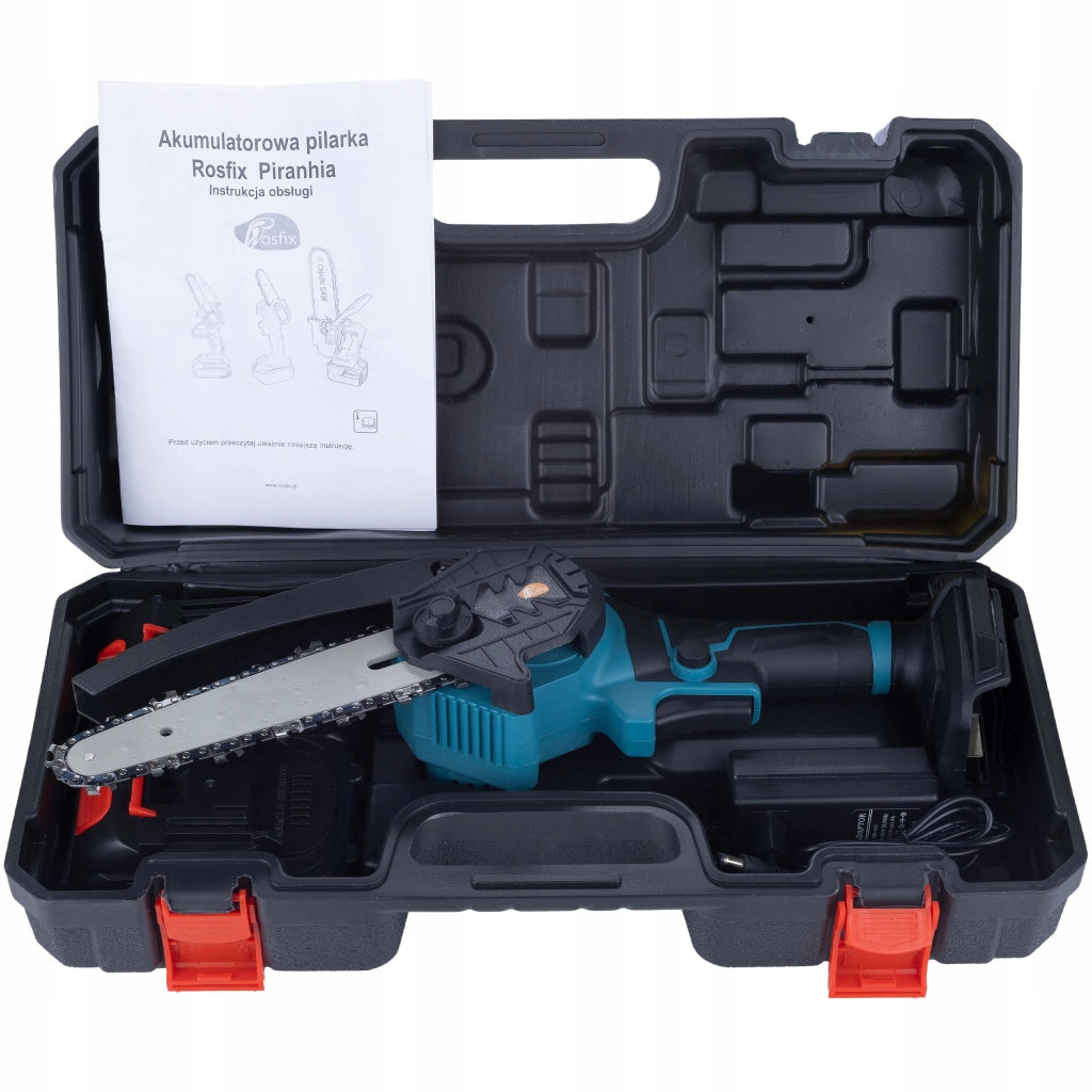 Motosega a Batteria Rosfix Blue Piranhia GP21V – 21V, 2 Batterie, 1200W | Taglio Rami e Legno, Lavori Giardinaggio