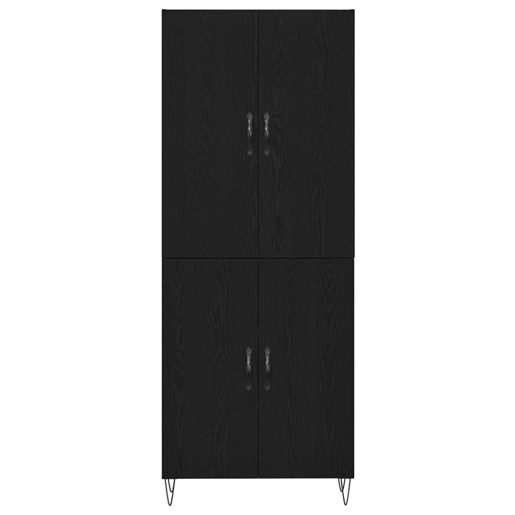 Highboard Nero Rovere 69,5x34x180 cm Legno ingegnerizzato