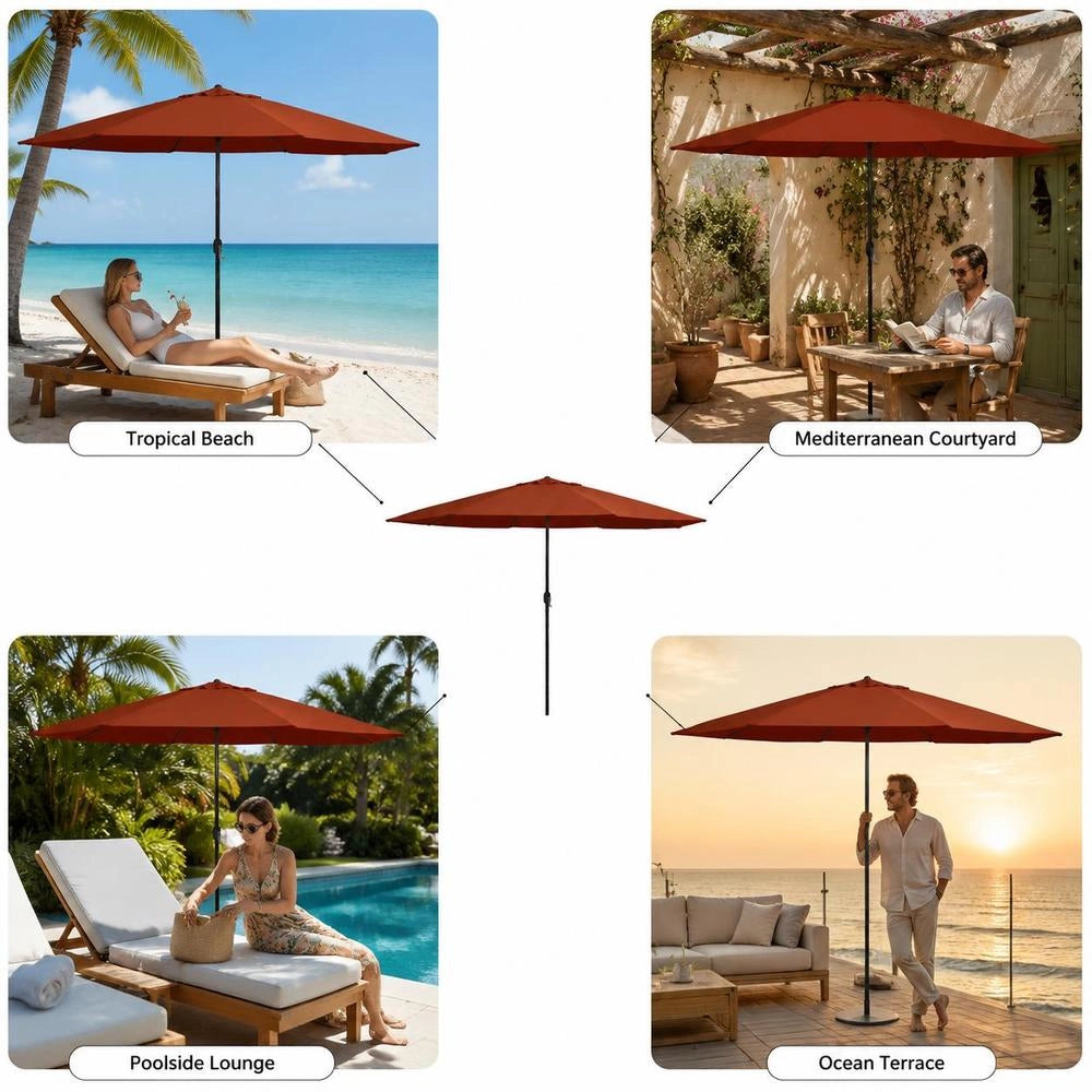 Parasol With Metal Pole 390 Cm Terracotta