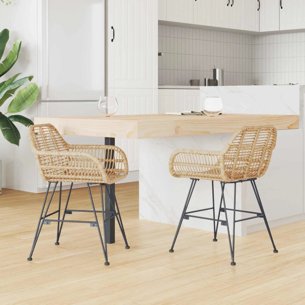 Sedia da pranzo 2 pcs Naturale 55 x 50 x 74 cm Rattan e Ferro