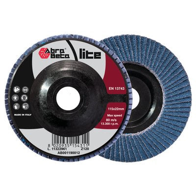 DISCO LAMELLE RADIALI ZIRCONIO ABRABETA - MM 115X22 GRANA 120- 20 pezzi