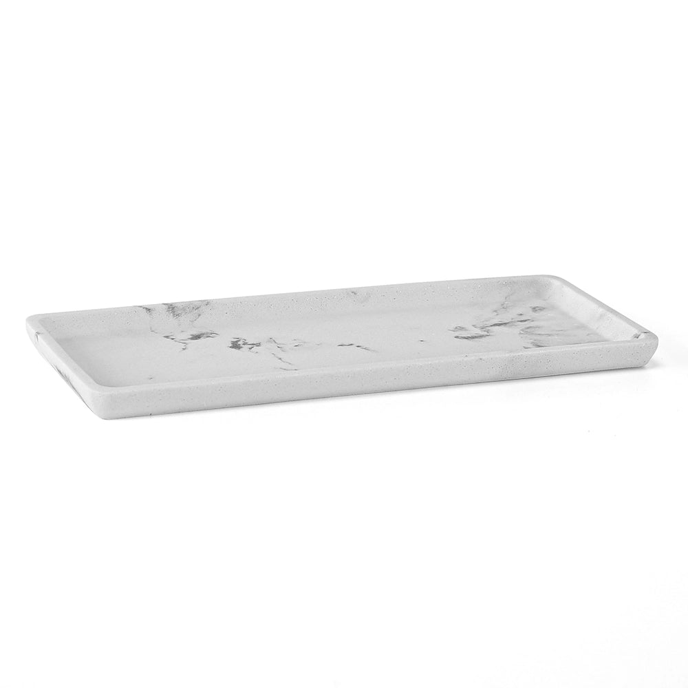 Vassoio portaoggetti effetto marmo bianco in resina linea Ivy