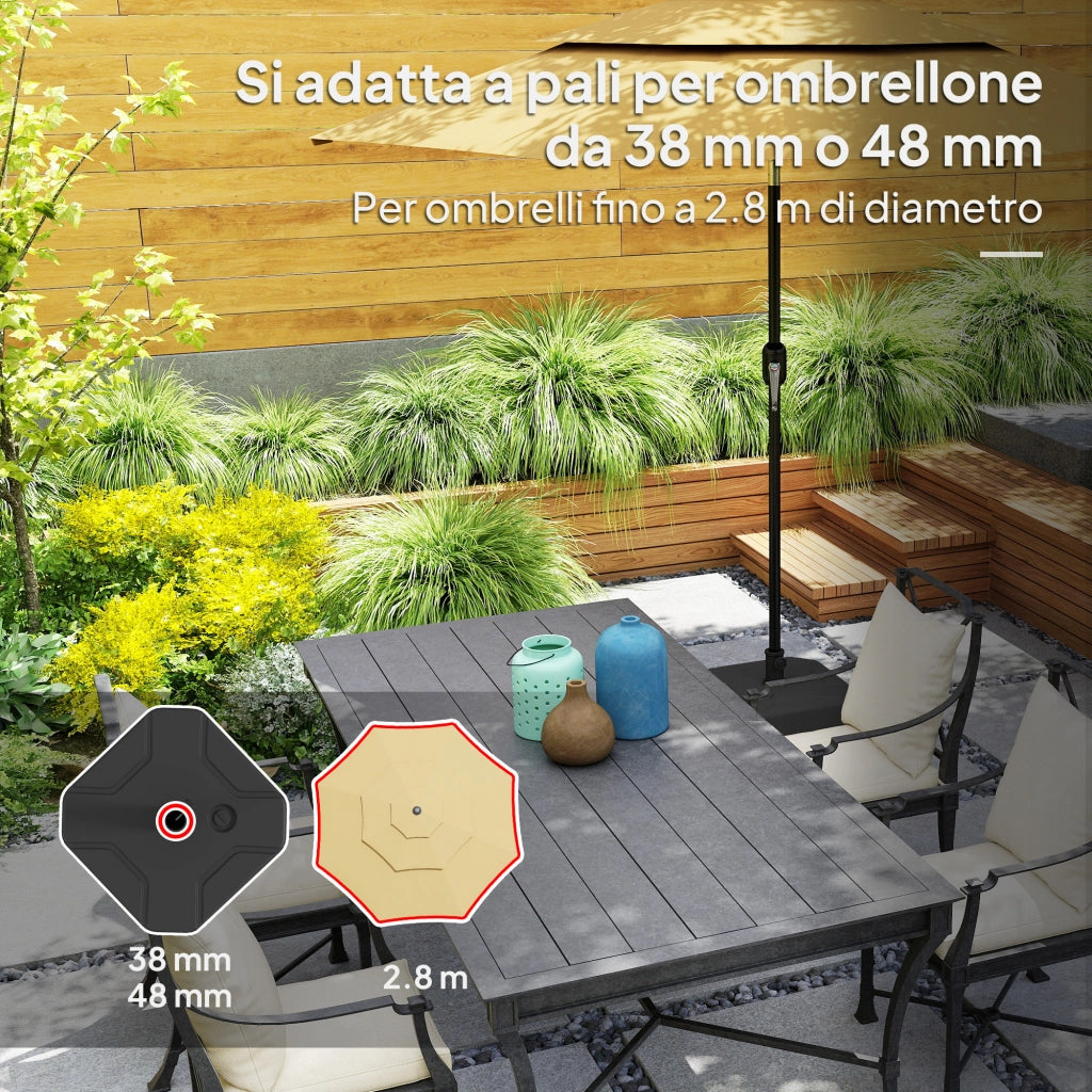Base per Ombrellone Quadrata Riempibile con Sabbia o Acqua fino a 25kg, Nero