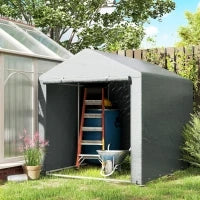 Capanno Porta Attrezzi e Tenda Garage per Bici e Moto con Copertura Anti-UV, 1.6x2m, Grigio Chiaro
