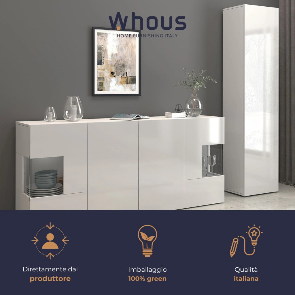 WHOUS Armadio a colonna Egypt con 1 anta e 3 ripiani bianco lucido 45x34,2x190 cm