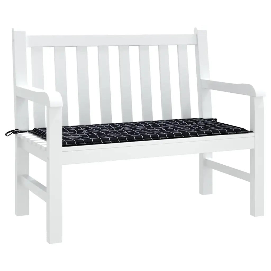 Cuscino Panca Giardino a Quadri Nero 120x50x4cm Tessuto Oxford 361136