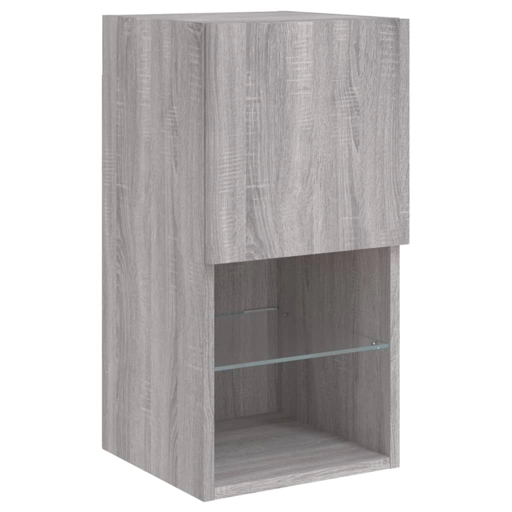 Mobile TV multimediale scaffale TV credenza mobile TV per sala da pranzo soggiorno camera da letto con luci LED 2 pezzi Sonoma 30,5 x 30 x 60 cm grigio 02_0028882