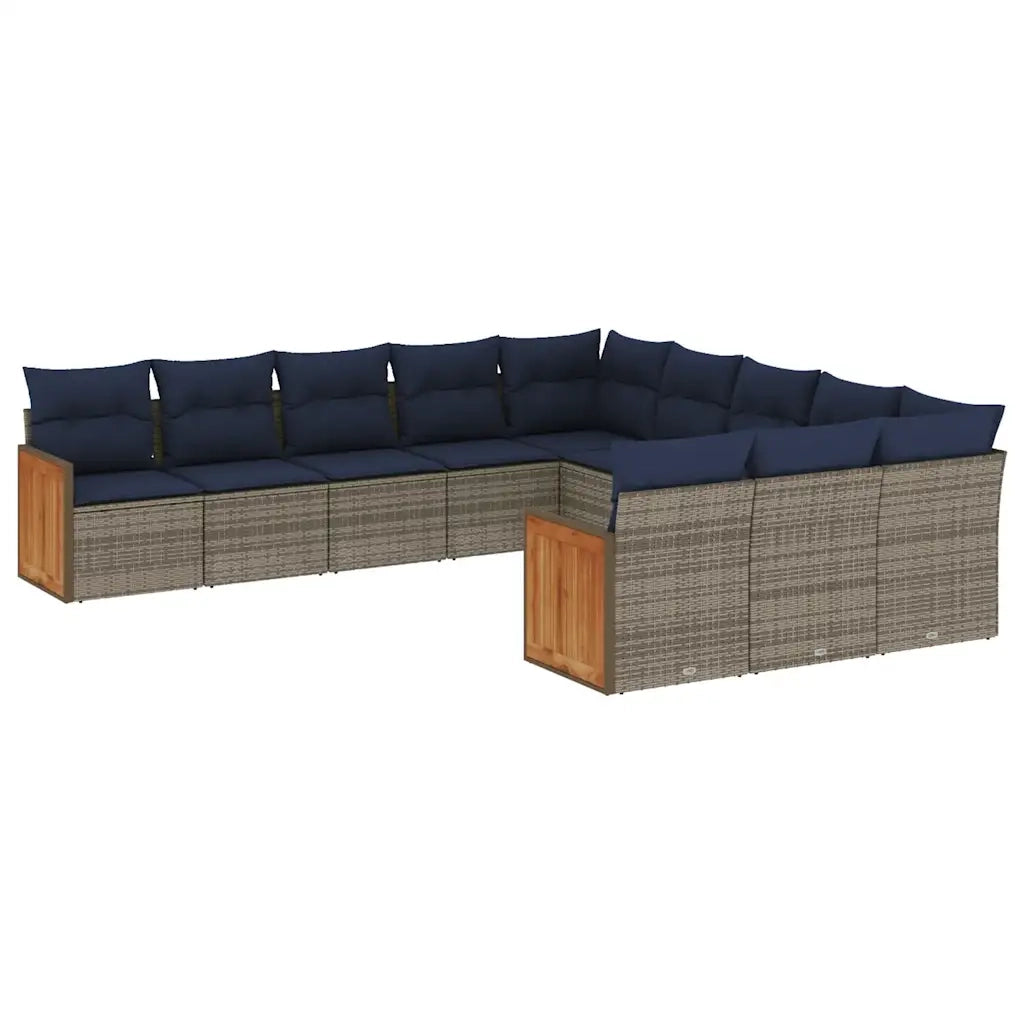 Set Divani da Giardino 11 pz con Cuscini Grigio in Polyrattan 3228112