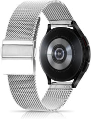 Armbanda Premium in acciaio inossidabile 20 mm per Galaxy Watch 4 e Watch 4 Classic - Donna e uomo - Argentato - Compatibile con Galaxy Watch Active 2 - Armbanda di ricambio - Adatto a Galaxy Watch Active 40 mm e Watch 3 41 mm.