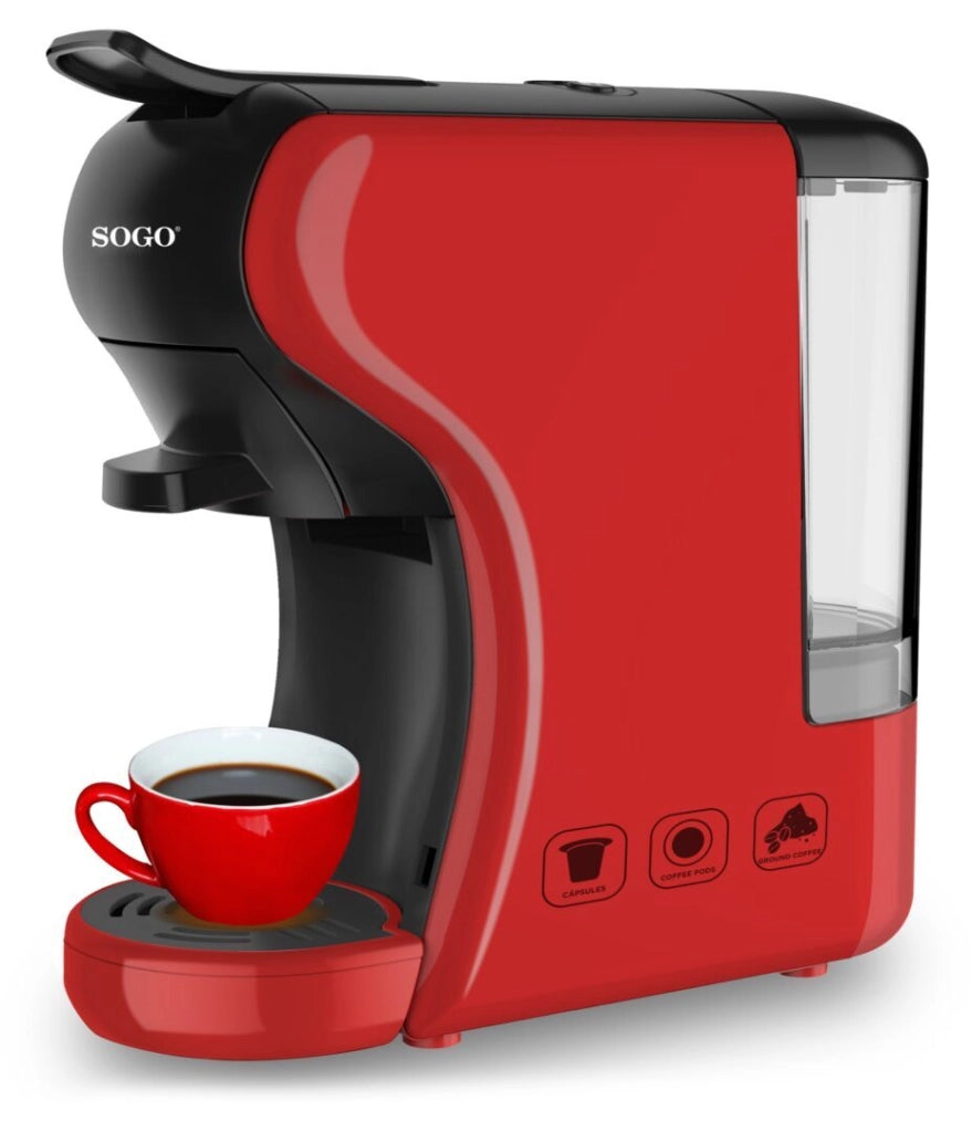 Macchina caffè espresso capsule compatibili Nespresso, 3 sistemi caffè molido monodosi, serbatoio 0.6L vapore 19 bar 1450W - SOGO