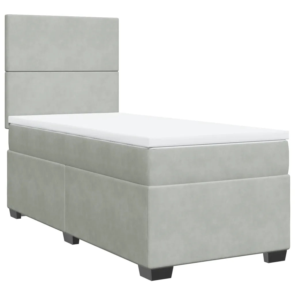 Giroletto a Molle con Materasso Grigio Chiaro 90x190 cm Velluto