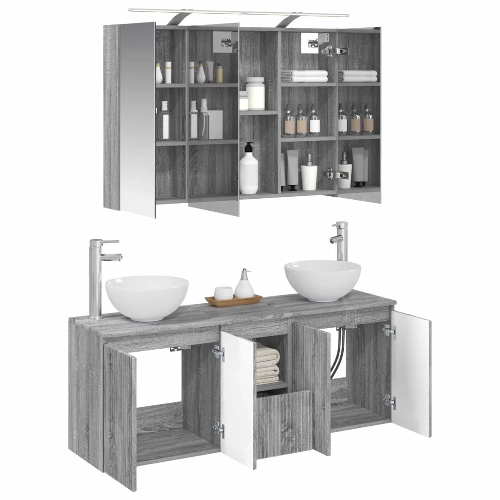 Set di Armadi da Bagno 4 pcs Sonoma grigio 100 x 14,5 x 70 cm 3406340