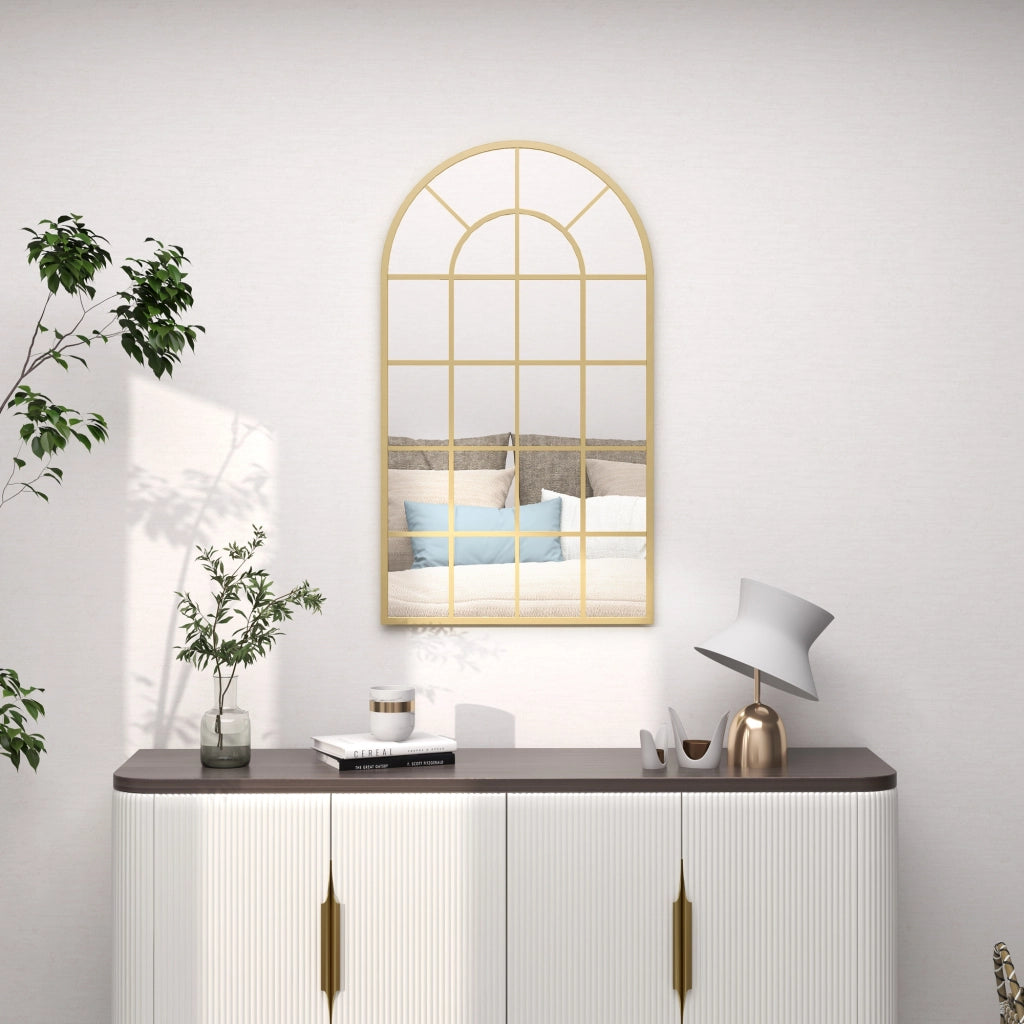 Specchio da Parete con Cornice in Metallo Finestra ¨C zephmum ¨C Oro 110x65 cm