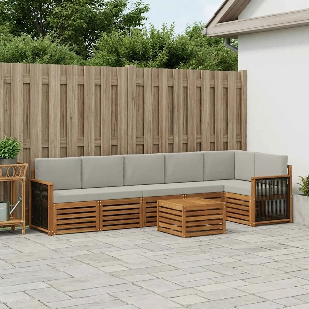 Set divano sezionale con cuscino 6 pcs Naturale e Grigio Chiaro 3384442