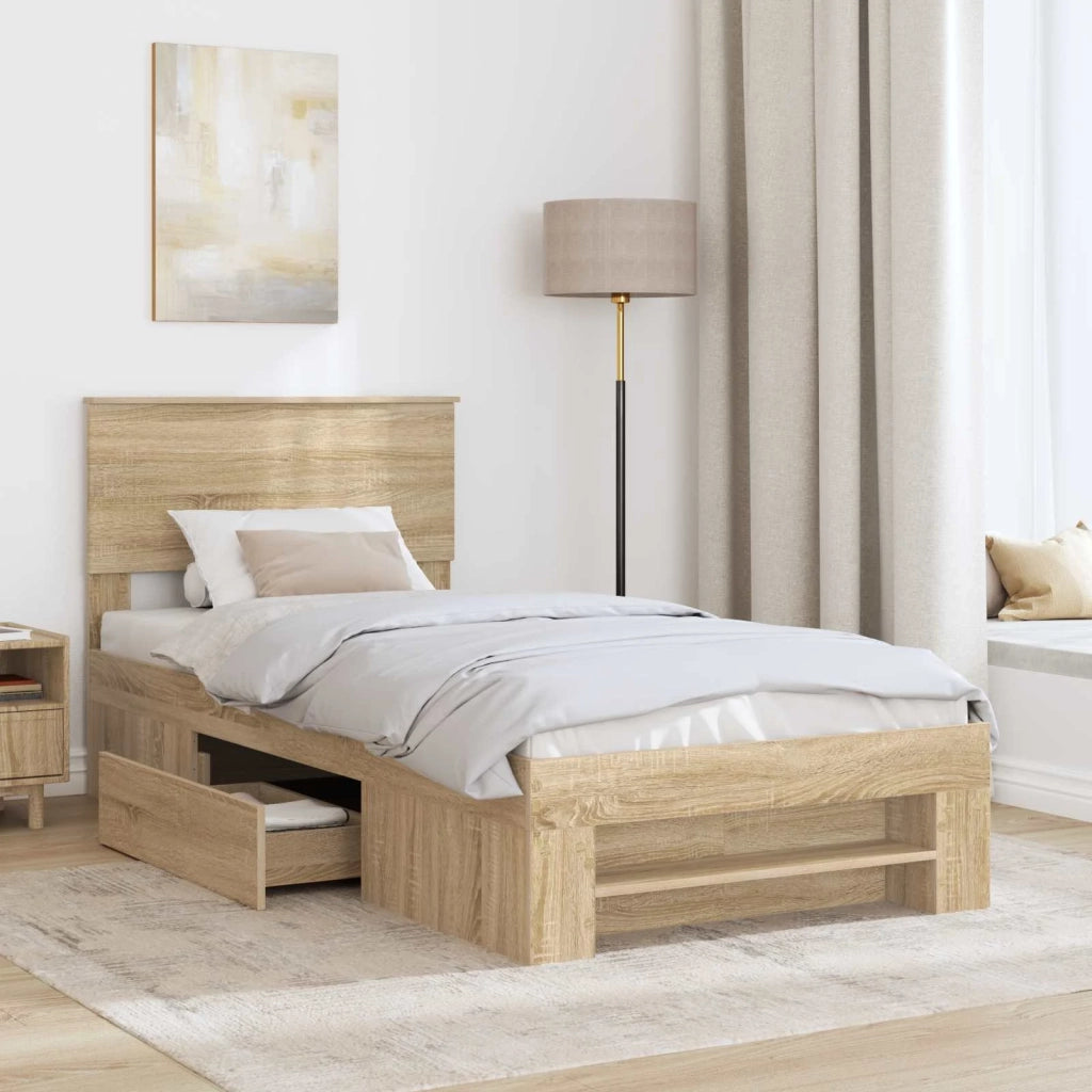 Struttura del letto Rovere Sonoma 90 x 200 cm Legno multistrato 3408804