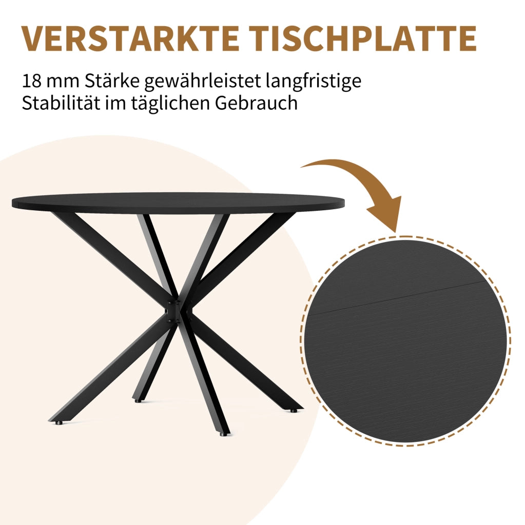 Tavolo da pranzo rotondo Ø120 cm con gambe a X nero