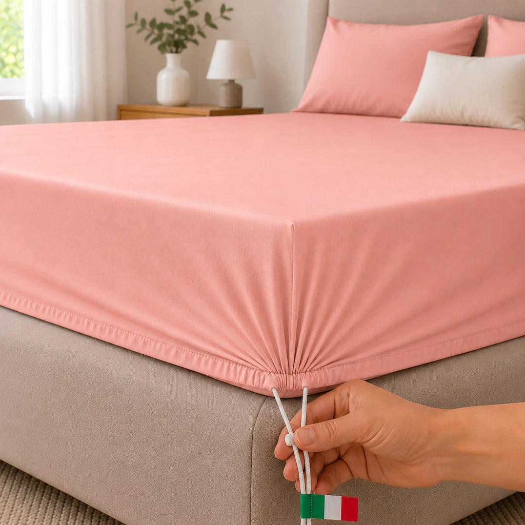 Romesalo, Lenzuolo Singolo Lenzuolo Sotto con Angolo da 27 cm, Rosa