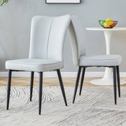 Set 2 Sedie da Pranzo Moderne ¨C MINIMAL ¨C Seduta Imbottita Similpelle Grigio Chiaro, Gambe in Metallo Nero