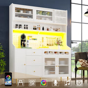 Armadio Alto Soggiorno con Cassetti, Ripiani e LED ¨C MINIMAL ¨C Bianco 145x39x171