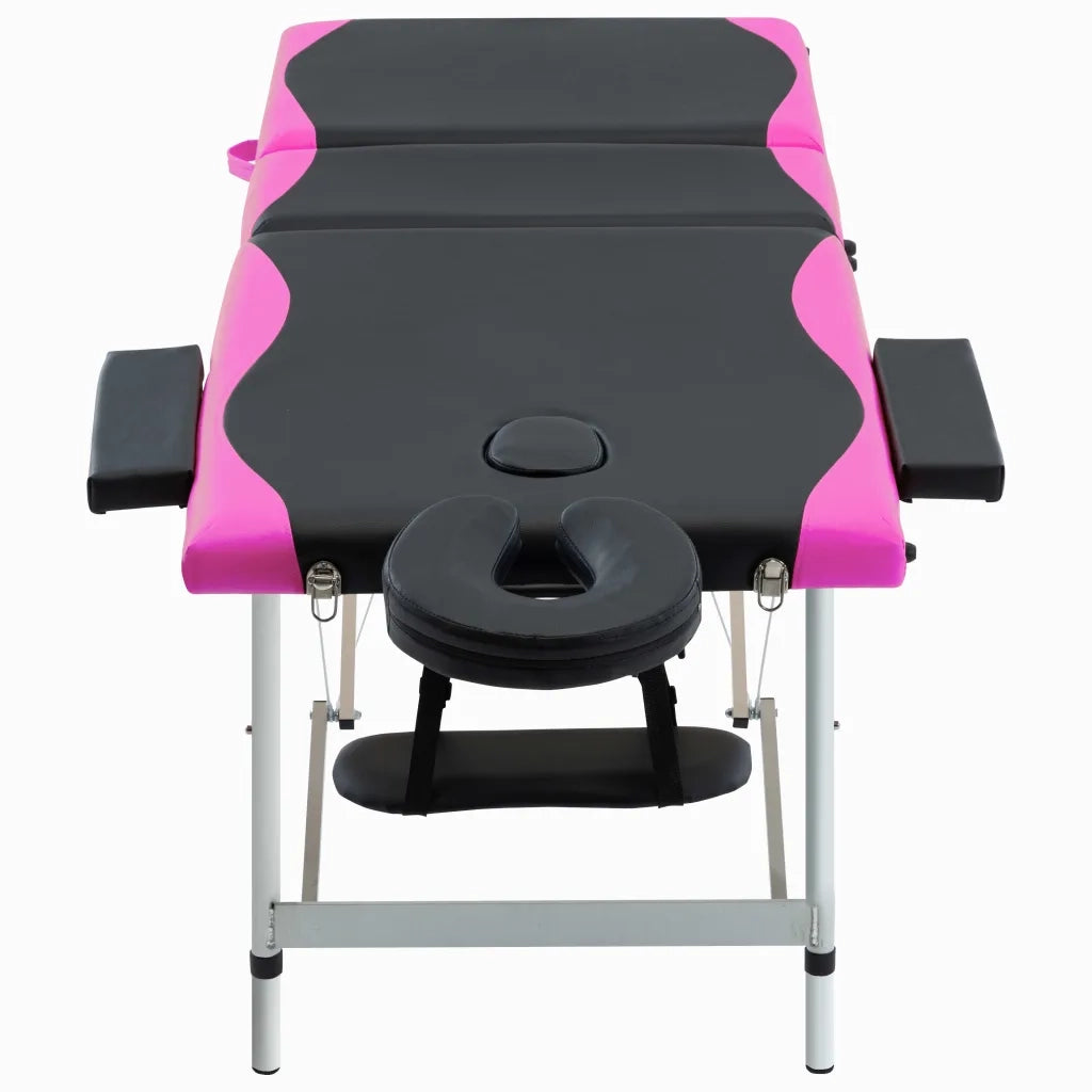 Lettino da Massaggio a 3 Sezioni in Alluminio Nero e Rosa cod mxl 21705