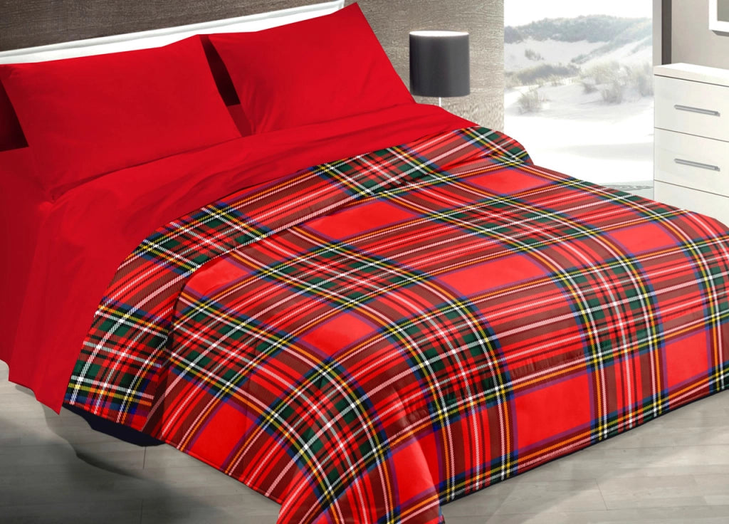 Trapunta Piumone Letto Invernale 300gr Microfibra Diadema Scozzese Rosso 16 - 1 Piazza - Rosso