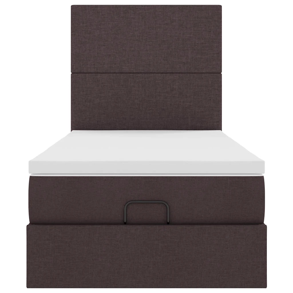 vidaXL Pouf Letto con Materasso Marrone Scuro 90x200 cm in Tessuto