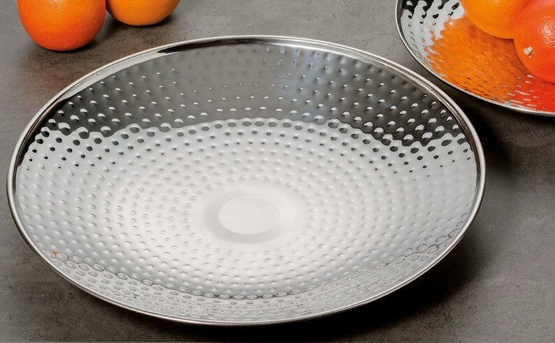 Centrotavola in acciaio decorazione moderno cachepot tondo 37 x 4,5 cm