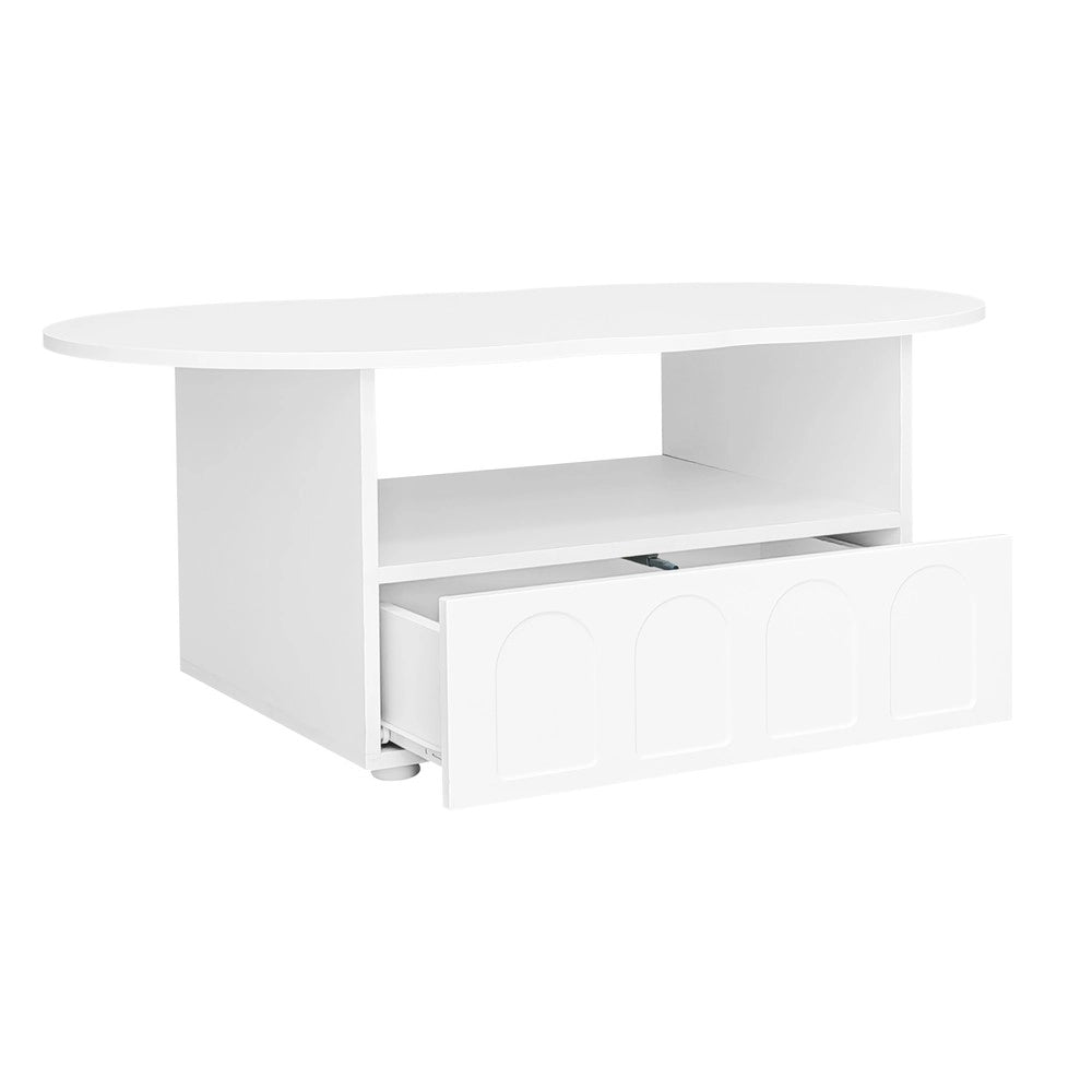 Tavolino da Caff¨¨ a Forma di Nuvola con Cassetti e Ripiano ¨C MINIMAL