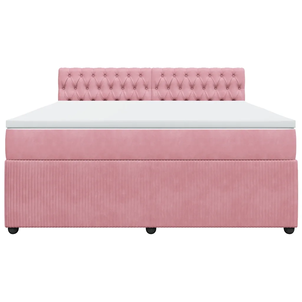 Giroletto a Molle con Materasso Rosa 180x200 cm in Velluto