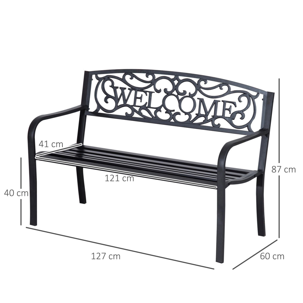 PANCHINA da Giardino 2 Posti 127x60x87 cm in Ferro Nera