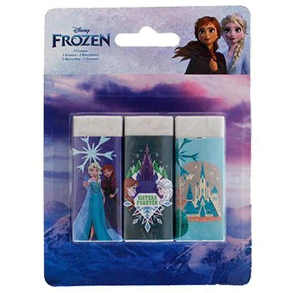Trade Shop - Set 3 Pz Gomme Per Cancellare Frozen Cancelleria Per Scuola Regalo Festa Bambine 961051 -