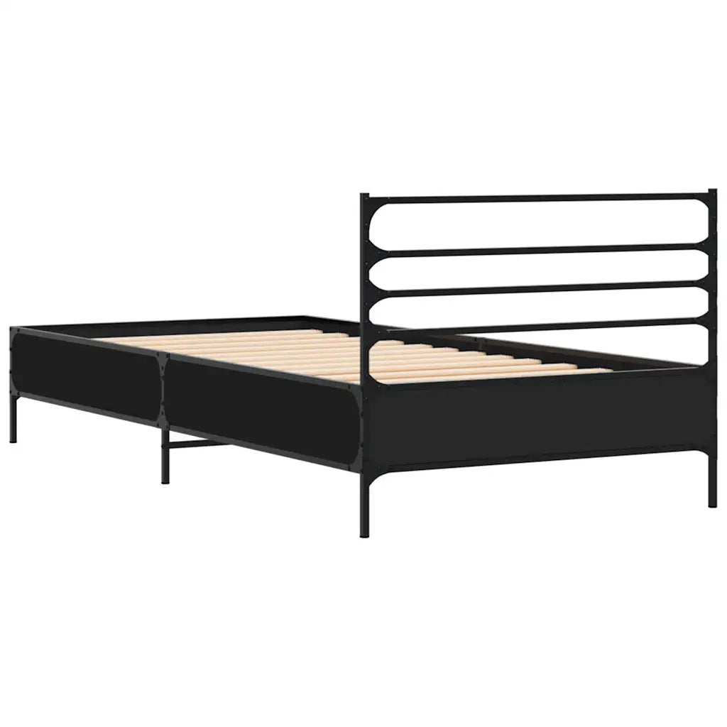 Giroletto Nero 100x200 cm in Legno Multistrato e Metallo 845587