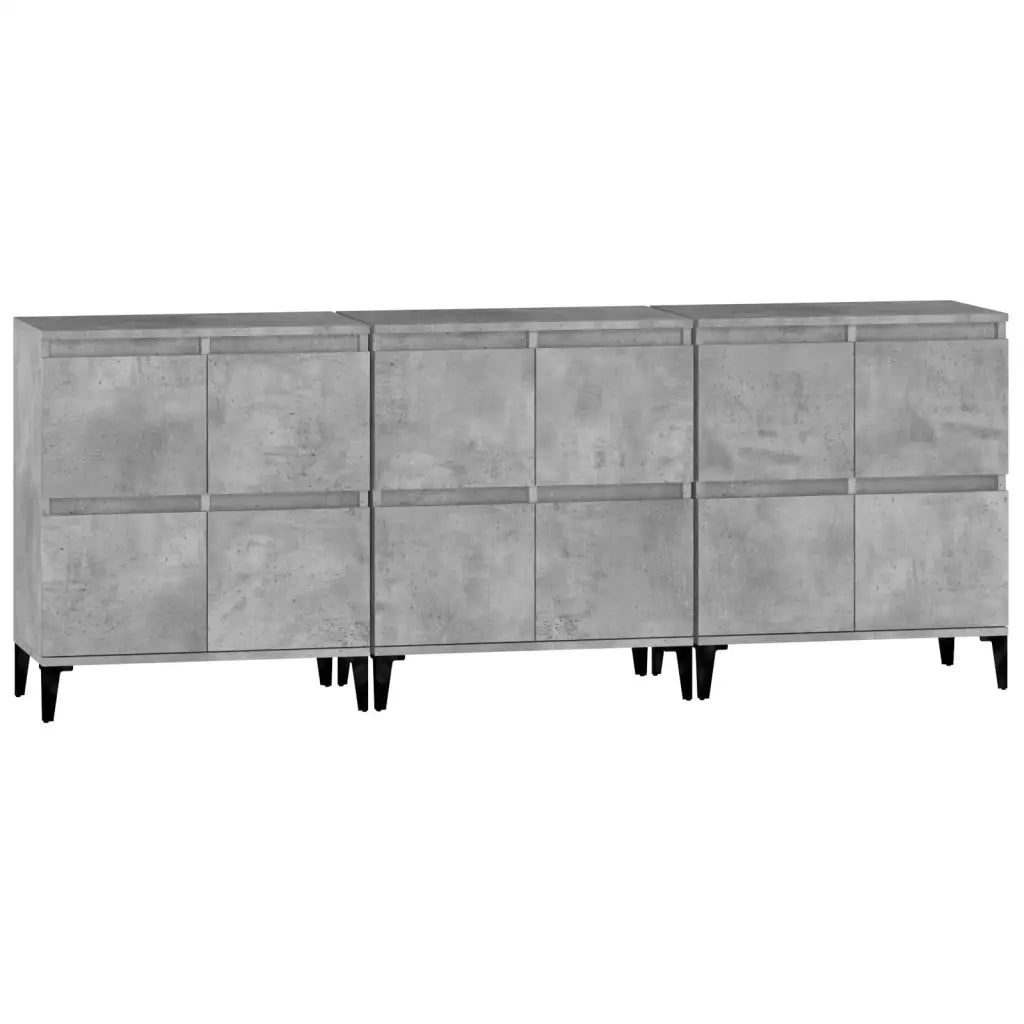 Credenze 3pz | Madia | Buffet da pranzo | Armadio da pranzo Grigio Cemento 60x35x70 cm in Legno Multistrato