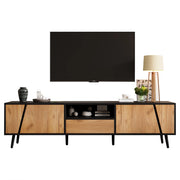 Mobile Porta TV con 2 Ante e 1 Cassetto; Vano Semiaperto; Stile Moderno; in Pannello Truciolare; Nero e Legno; 180??40??46 cm