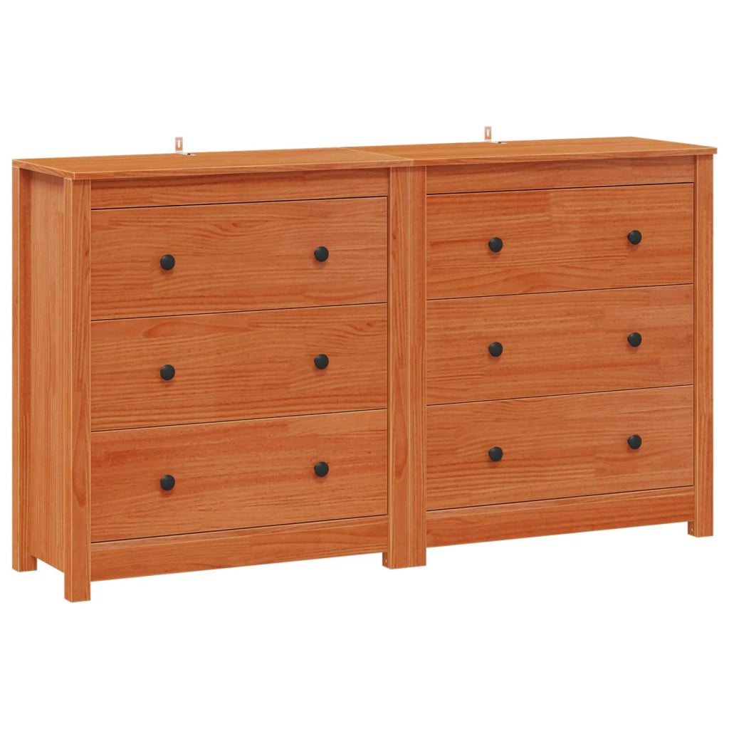 Credenza con cassetto 2 pcs Marrone Cera 140 x 35 x 80 cm 3424975