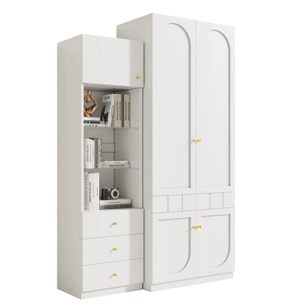 Set Armadio 2 Ante e Vetrina ¨C MINIMAL ¨C Bianco, 80x50x200 cm