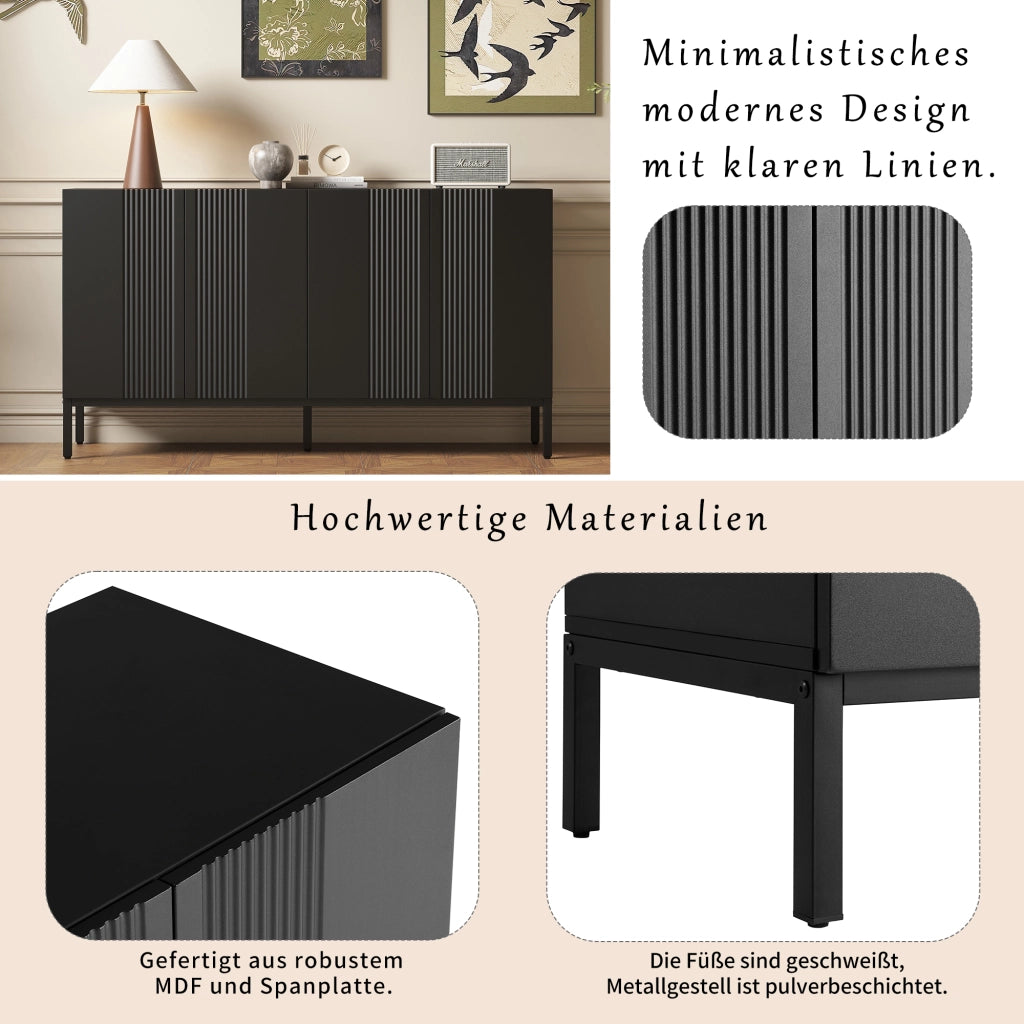Credenza 4 Ante Moderna ¨C Xylo ¨C Nero, Soggiorno e Cucina