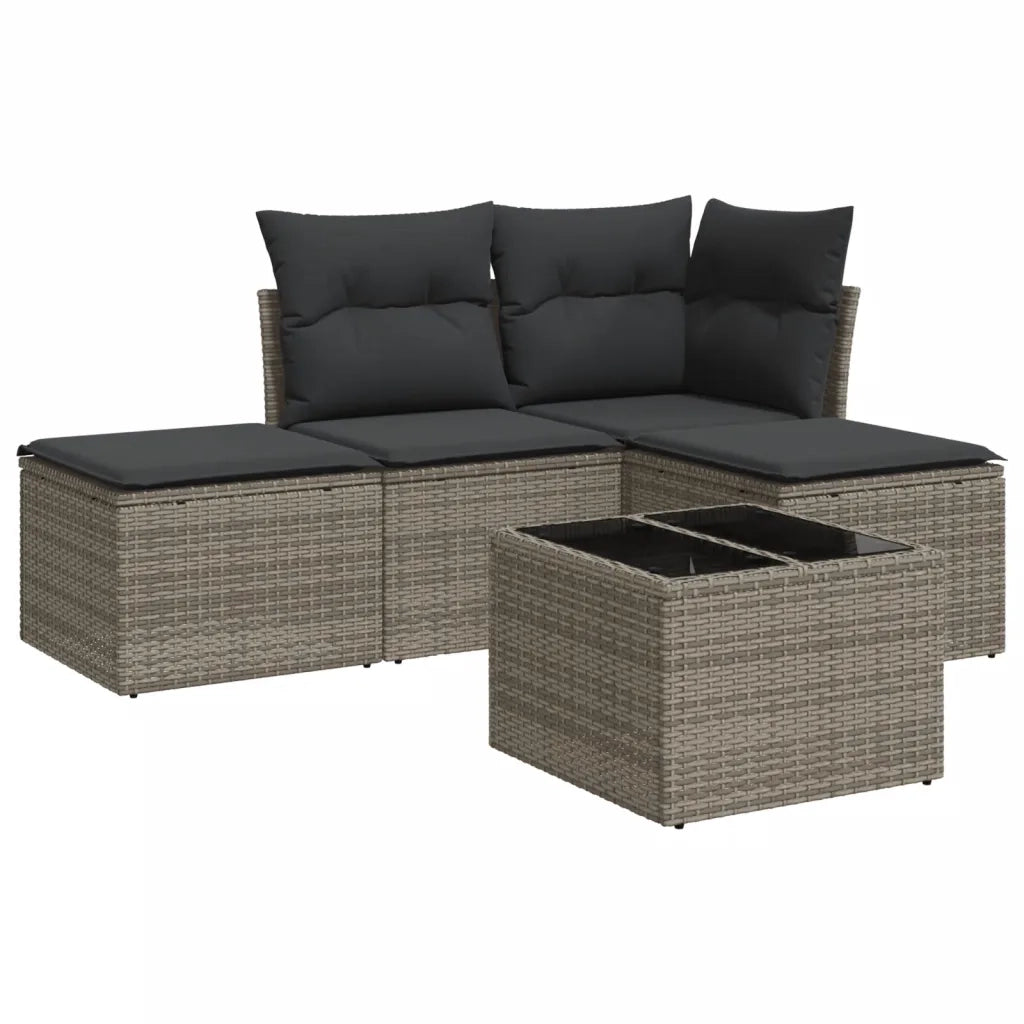 Set Divano da Giardino 5 pz con Cuscini Grigio in Polyrattancod mxl 111616