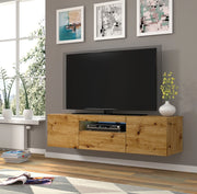 Mobile TV sospeso o a terra Led Incluso 150x42/36x37 Cm STAND AURA Rovere