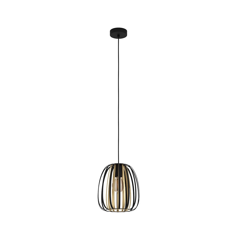 Lampadario Contemporaneo Encinitos Piccolo 1 Luce Acciaio Nero E Oro