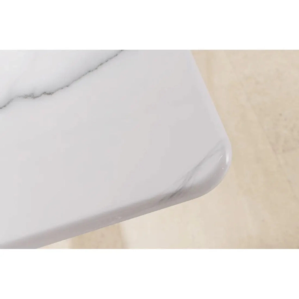 Tavolino AXIS 130 cm effetto marmo bianco con gambe dorate