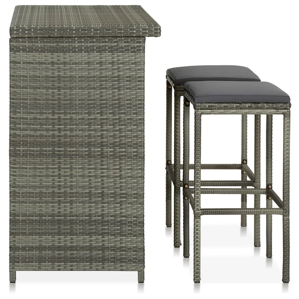 Set da Bar 3 pz in Polyrattan Grigio CFW1859949