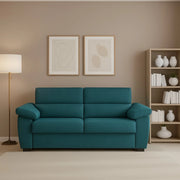 Pisogne, Divano Fisso 2 Posti Sfoderabile Made in Italy, 185x95x100h cm Azzurro