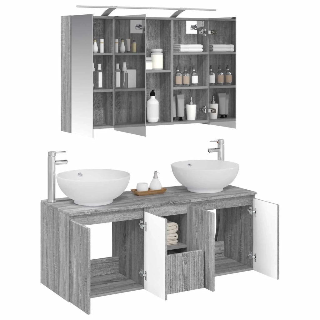 Set di Armadi da Bagno 4 pcs Sonoma grigio Legno ingegnerizzato 3406500