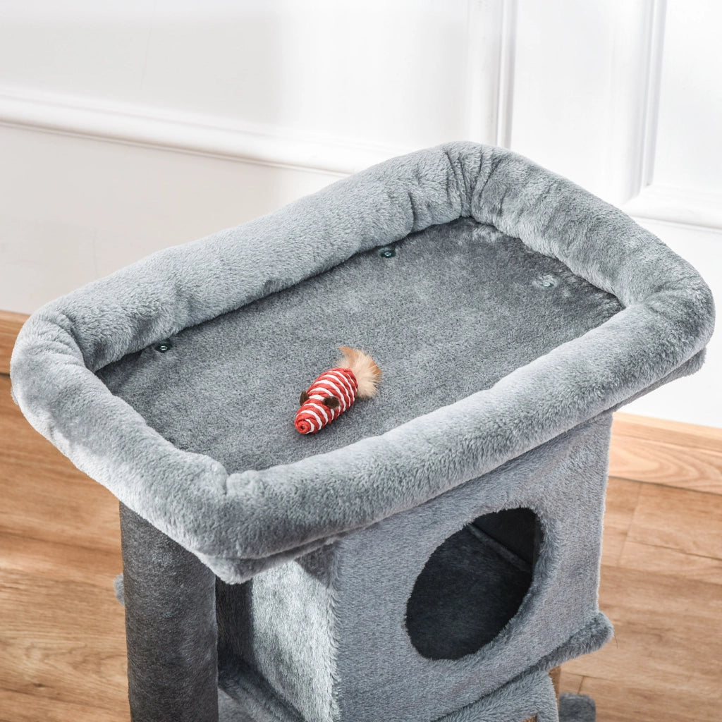 Albero per Gatti con Casetta e Lettino in Peluche ¨C Zephmum ¨C Grigio