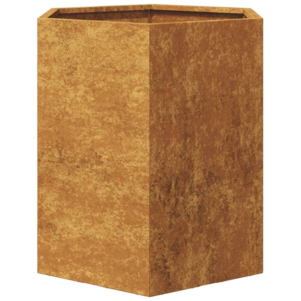 Fioriera aiuola rialzata fioriera aiuola giardino terrazza set da 2 esagonale 46 x 40 x 45 cm acciaio corten marrone 02_0039075