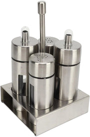 Set di contenitori per erbe 4 pezzi - Acciaio inossidabile - Set di strumenti per sale e pepe - Contenitori per erbe - Set di dispenser per erbe - Altezza 13,5 cm - Dispenser per erbe