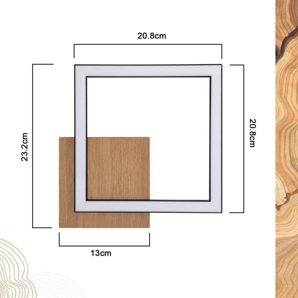 ZMH Lampada da Soffitto LED 3000K Luce Calda Moderna 12W Piccola in Legno Quadrata Nera per Corridoio Soggiorno