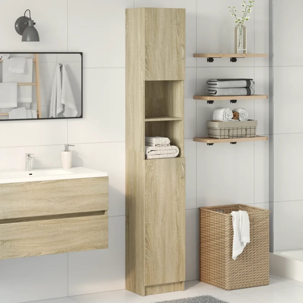 Mobile da Bagno Rovere Sonoma 32x25,5x190 cm Legno Ingegnerizzato 849606