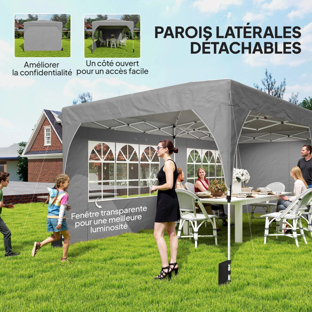 Tendone da giardino 3x6m pieghevole regolabile impermeabile UV50+ ¨C Zephmum ¨C Grigio